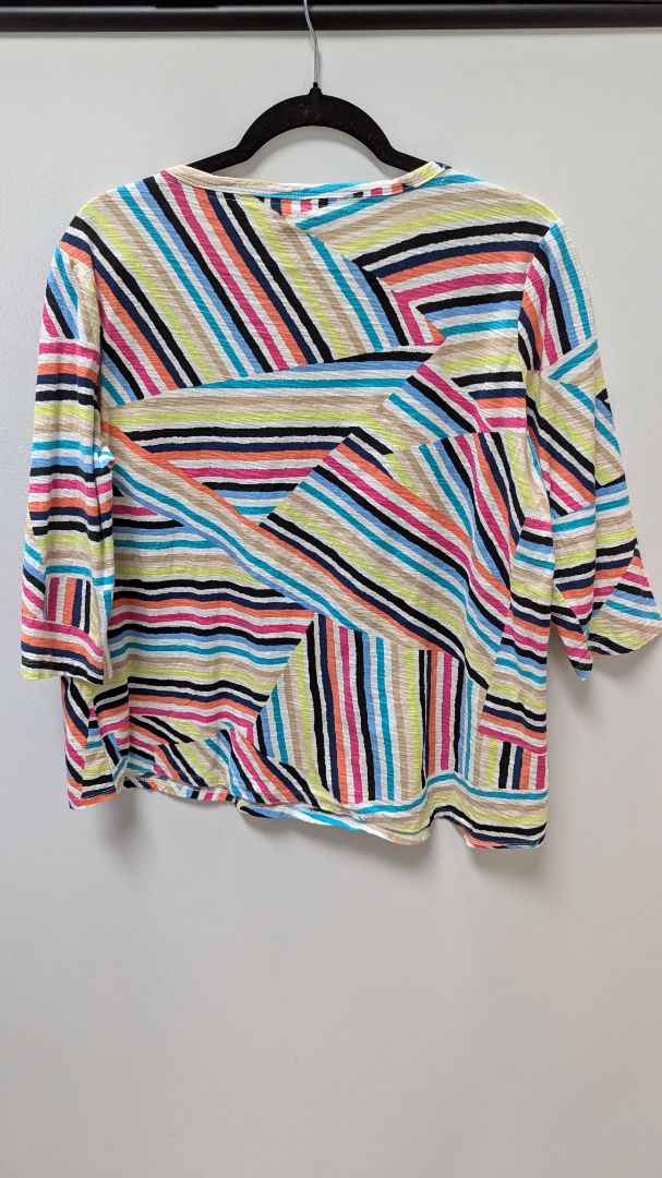 westbound Multicolor Striped Ruffled Crepe Tee