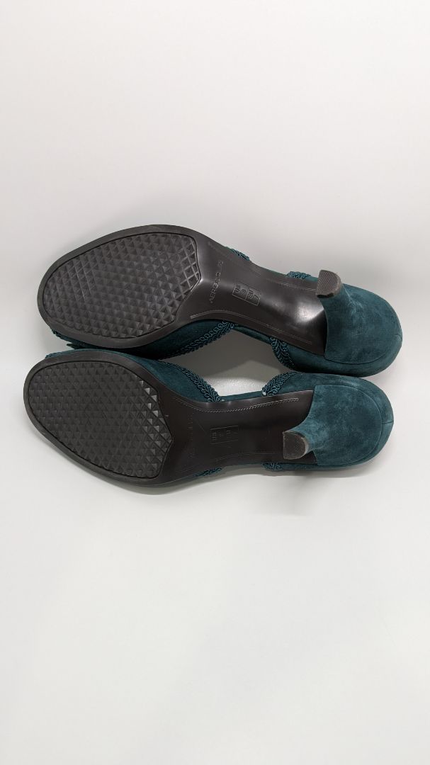 Aerosoles Dark Teal Suede Bow Heels