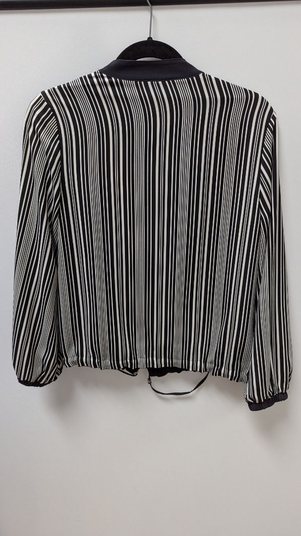 Black Floral Striped Reversible Bomber Jacket