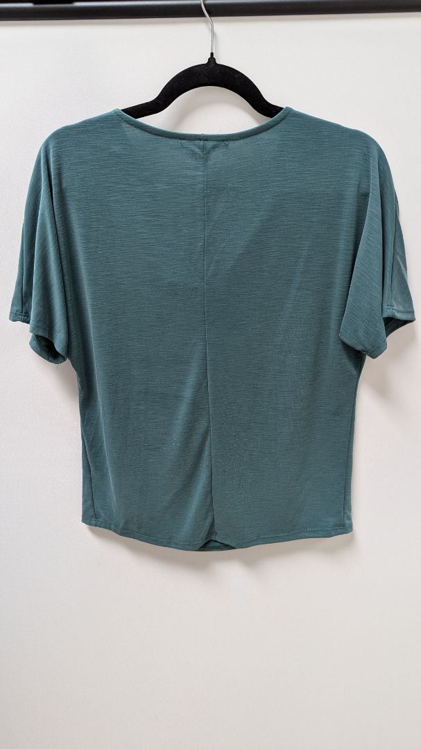 Green Envelope LA Dark Teal Cowl-Neck Blouse