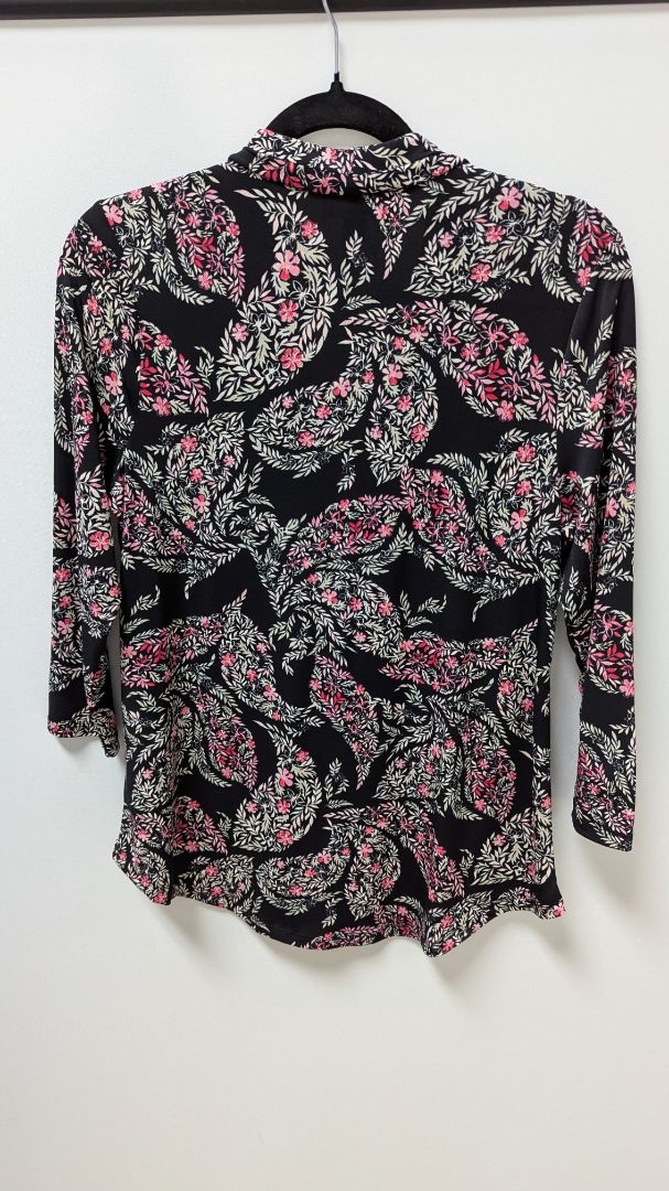 Charter Club Black Floral V-Neck Blouse