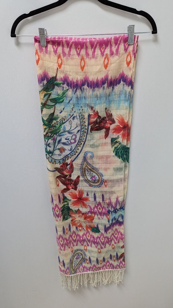 Multicolor Mixed Paisley Patterned Scarf