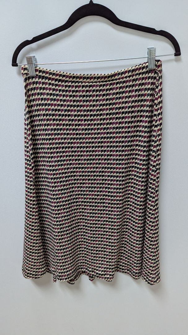 IDEOLOGY Maroon/Black Printed Knit Flared Skirt
