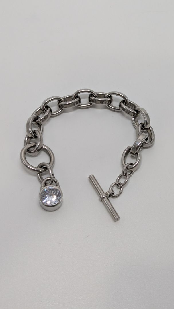 Michael Kors Silver/White Crystal Chain Bracelet