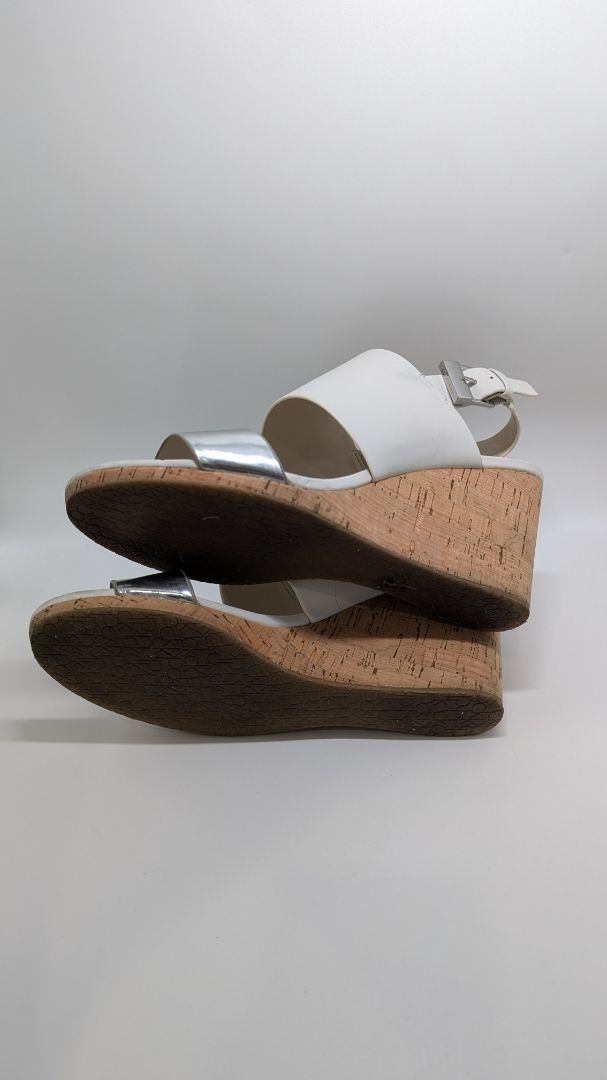 Calvin Klein Silver/White Bibbi Mirror Wedges