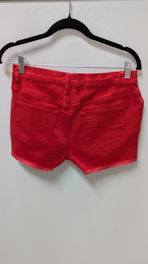 VENUS Red Distressed Denim Shorts