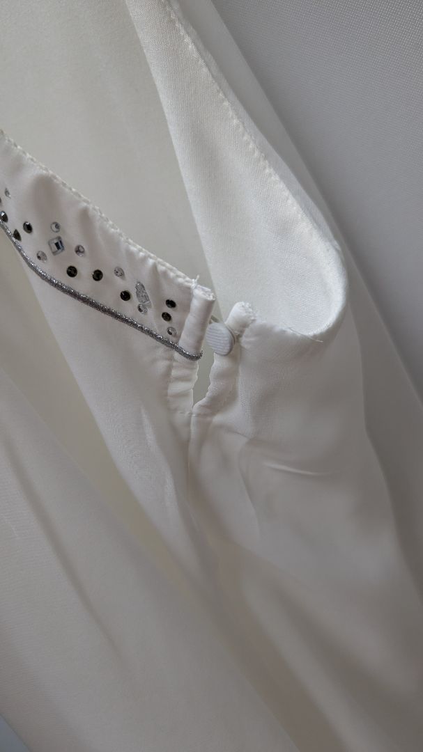 White House Black Market White/Silver Rhinestone Cami