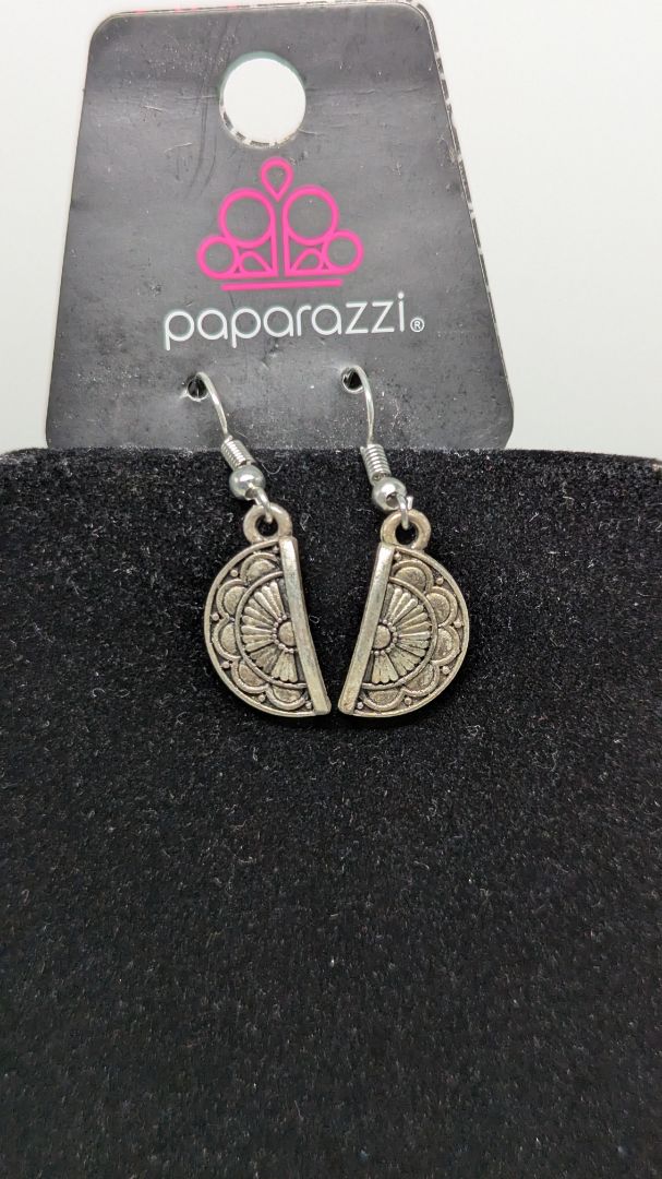 Paparazzi Silver 2-Strand Half-Medallion Necklace Set