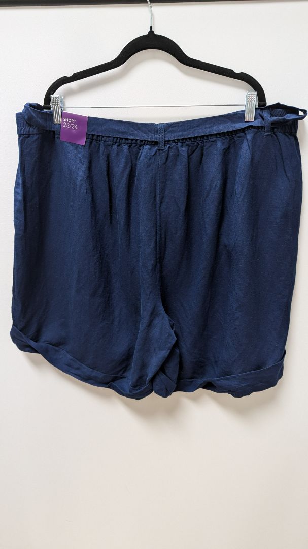Lane Bryant Navy Linen Cuffed Shorts
