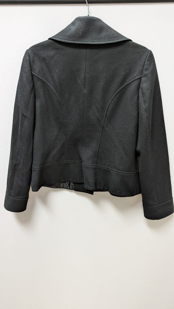 Halogen Black Wool Asymmetrical Zip Moto Jacket