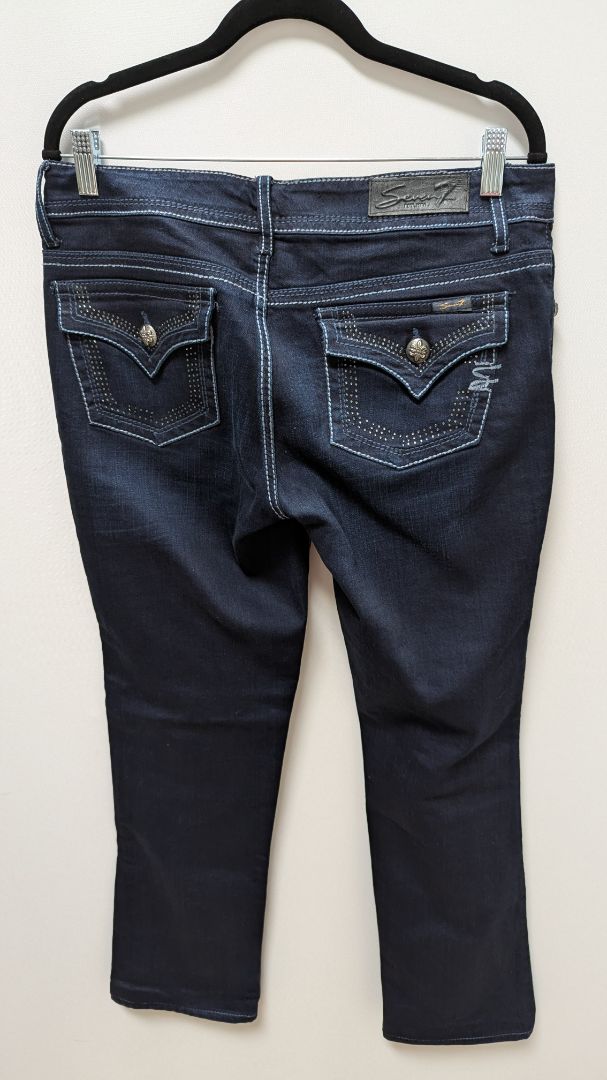 Seven7 Dark Wash Embellished Straight Jeans