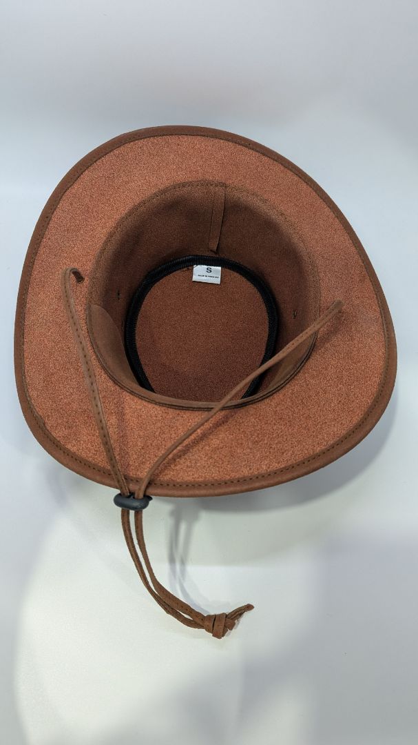 Brown Faux-Suede Western Hat