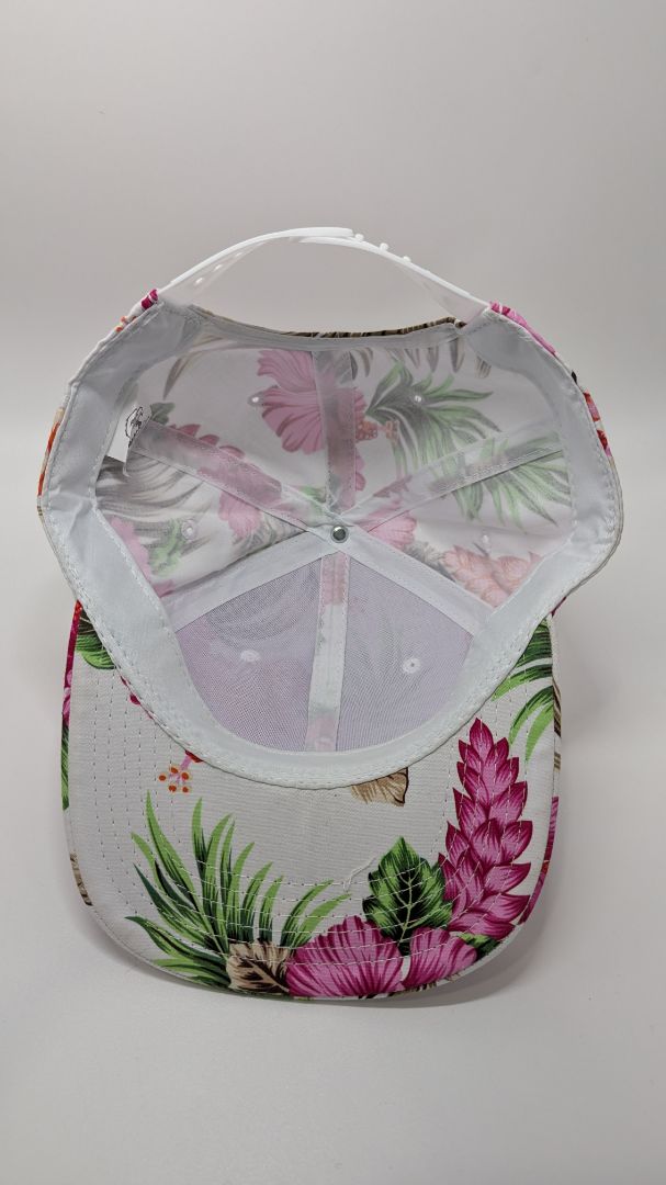 Crown White/Pink Floral "Kali Kiano" Baseball Cap