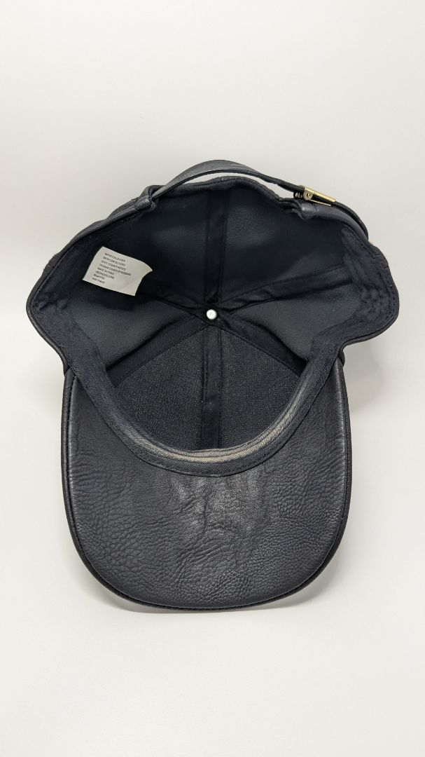 Black Faux-Leather Baseball Cap