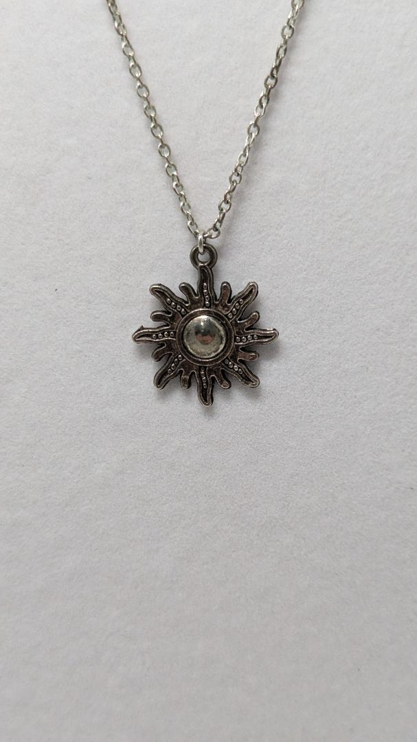 Silver Solar Flare Sun Pendant Necklace
