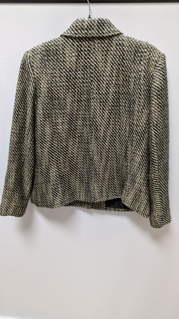 JM Collection Black/Tan Woven 3-Button Blazer Jacket
