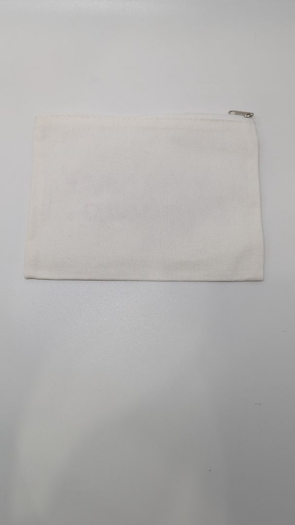 Ivory/Red "But First, Makeup" Canvas Makeup Pouch