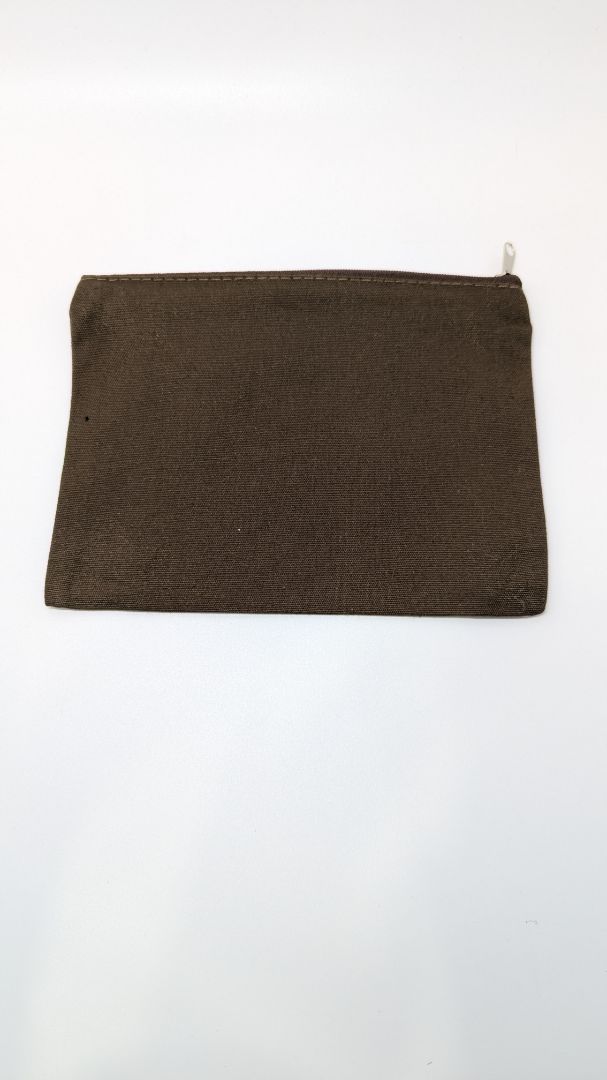 Brown "Coffee & Mascara" Canvas Makeup Pouch
