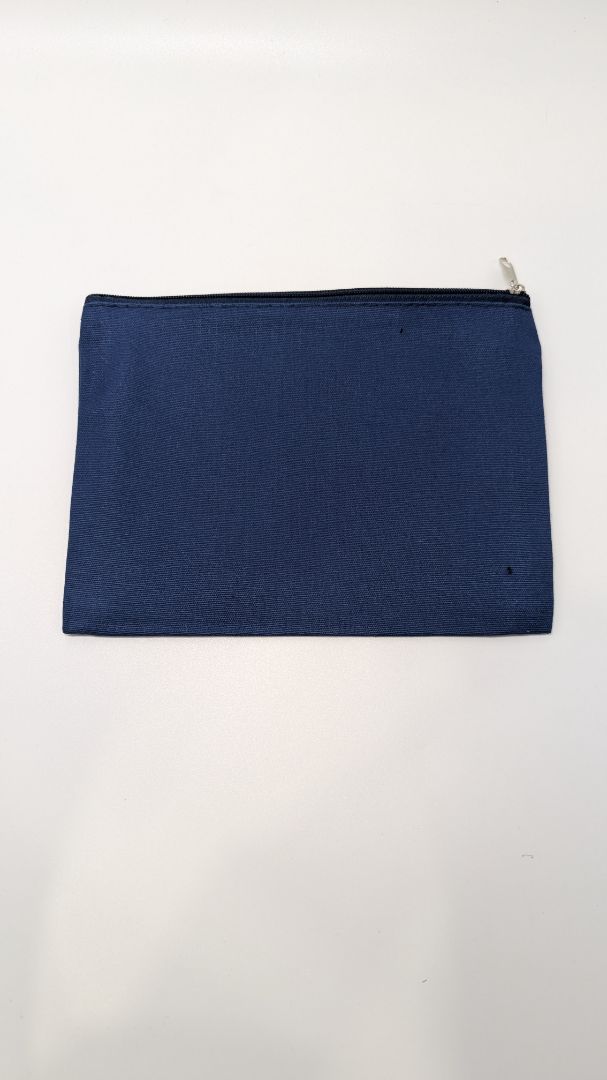 Navy "I Like My Eyelashes as Black as" Canvas Makeup Pouch