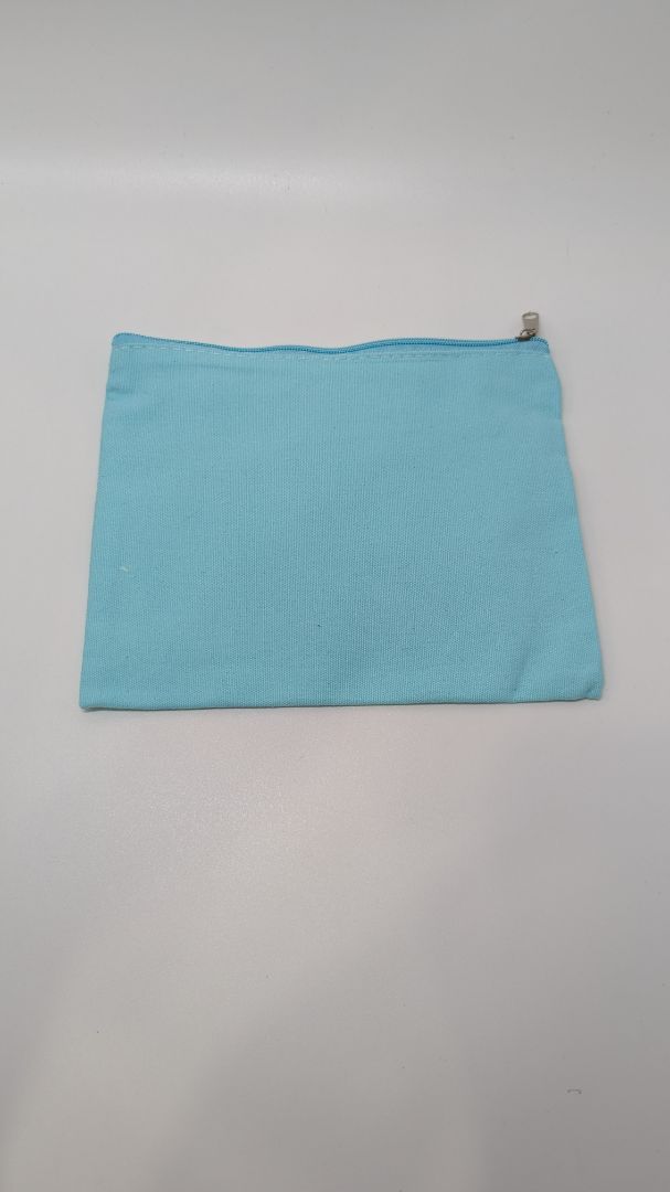 Teal "Selfie Prep Kit" Canvas Makeup Pouch