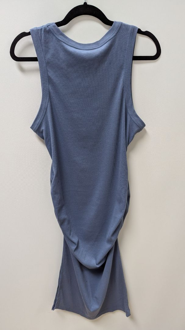 savvi Dark Blue Sleeveless Ruched Casual Midi Dress