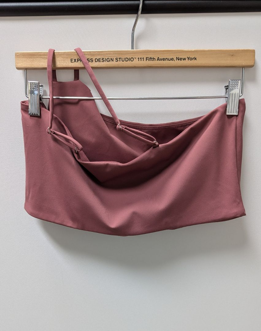 savvi Deep Dusty Pink One-Shoulder Strappy Bralette