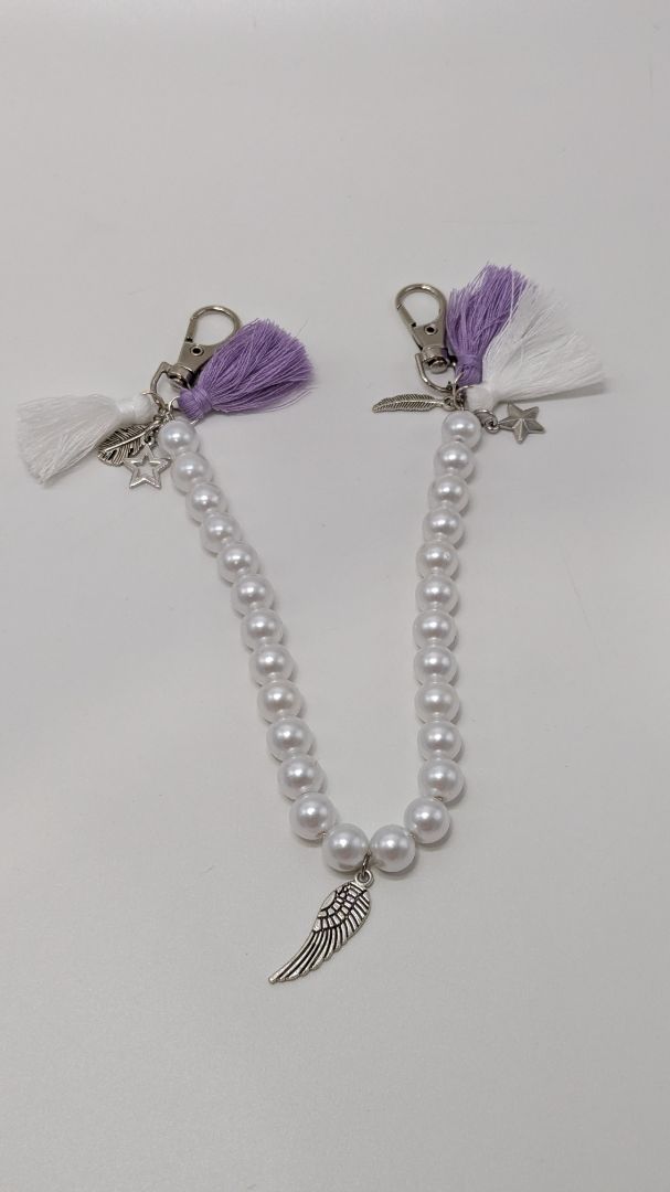 Recycled Threads Handmade Purple Faux-Pearl Bag Charm