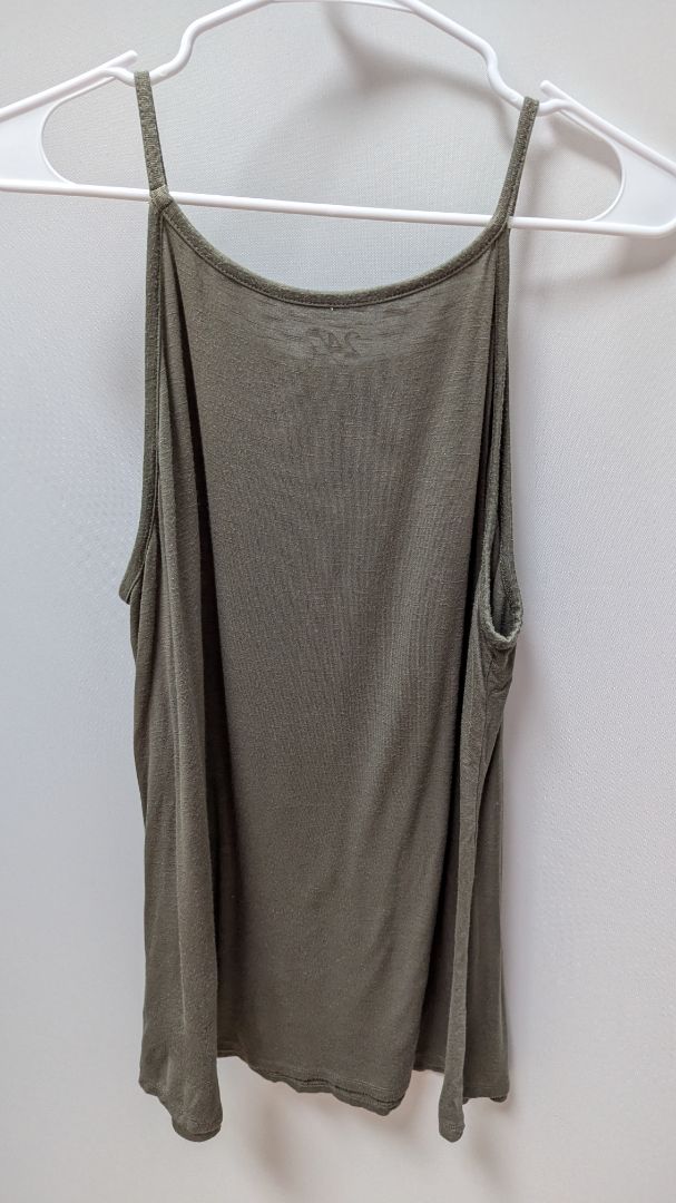 24/7 by Maurices Dark Green Halter Neck Swing Tank