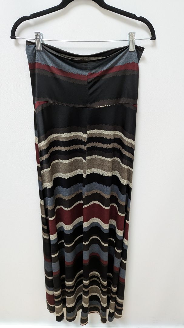 Honey & Lace Maroon Striped Flared Maxi Skirt