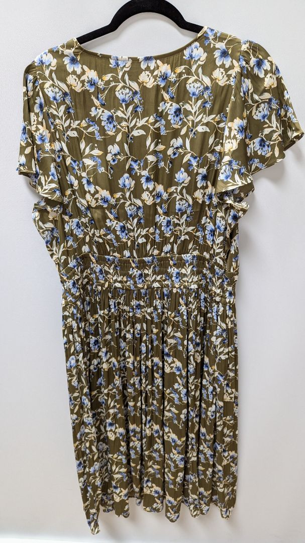 Lane Bryant Green Floral Flared Midi Dress