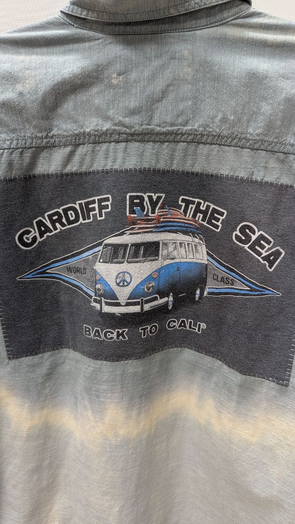 Outdoor Life Men's Blue Upcycled Bleach Dye Button-Down Shirt