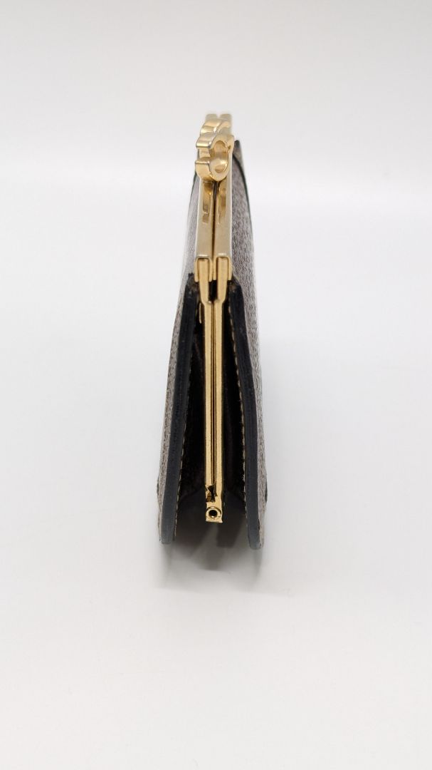 Gucci Brown Leather GG Kiss Lock Coin Pouch