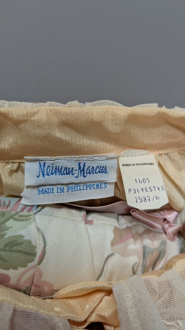 Neiman Marcus Eve Stillman Peach Lace-Trim Nightgown