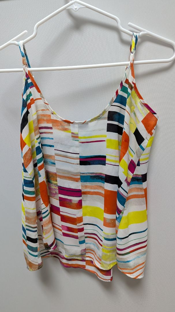 APT.9 White Abstract Woven Flounce Cami Tank