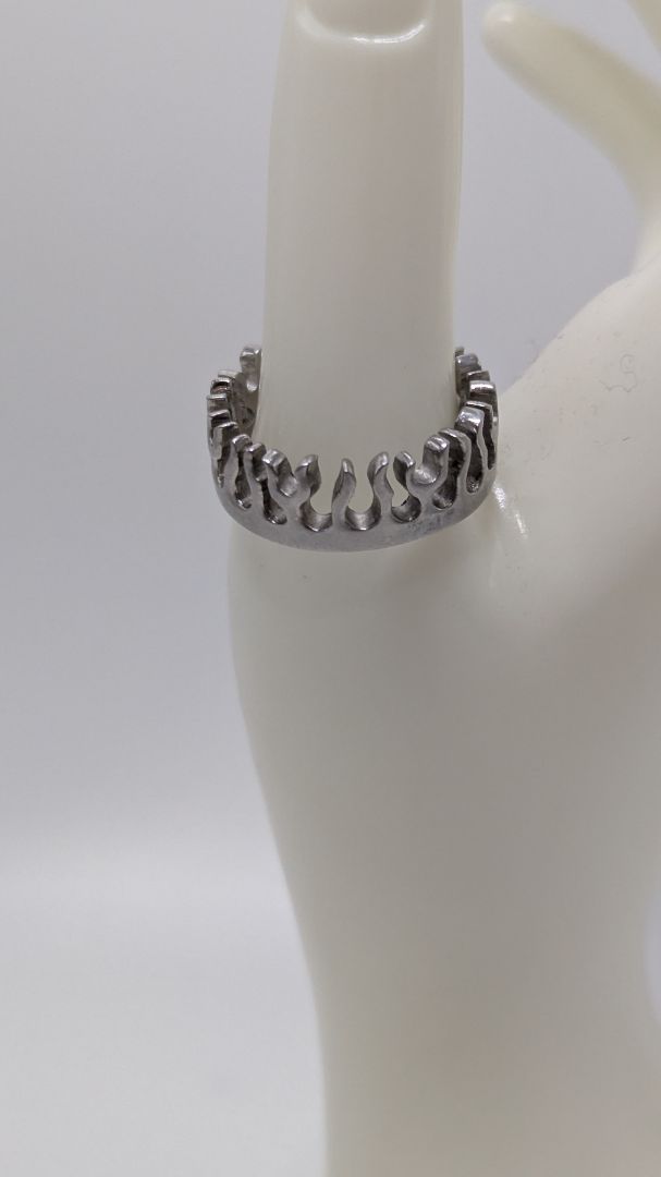 Silver-Tone Metal Flame Ring