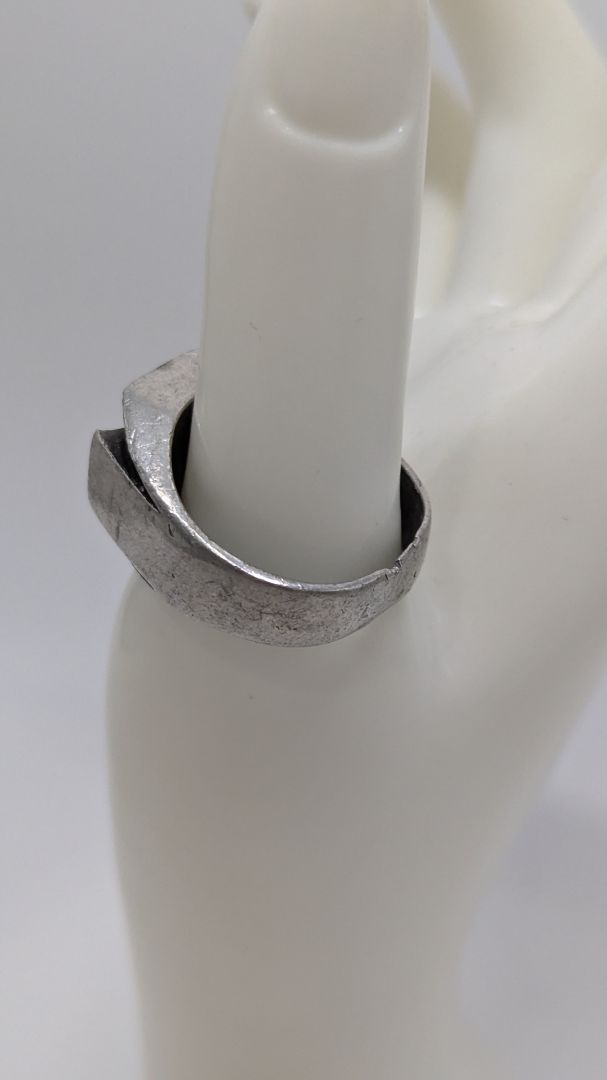 Silver/Black Thick Band Cross Ring