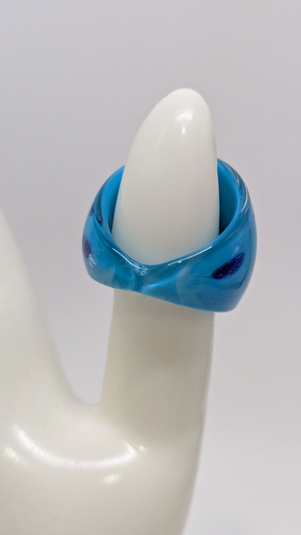 Blue Spotted Acrylic Ring