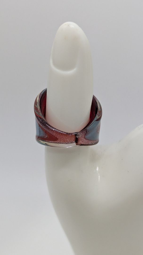 Blue/Red Swirl Acrylic Ring