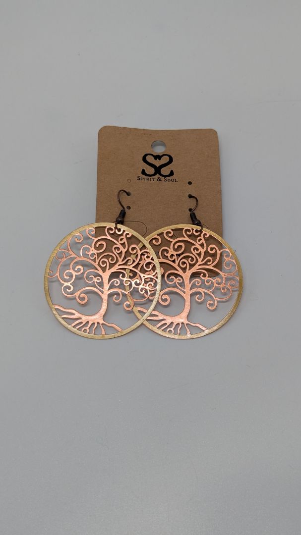 Spirit & Soul 2-Tone Tree Circle Dangle Earrings
