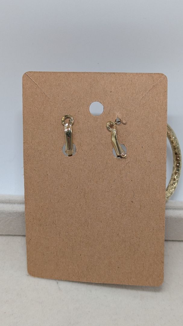 Gold-Tone Textured Metal Oblong Hoop Earrings