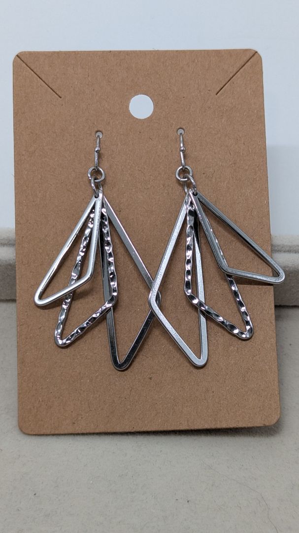Silver 3-Triangle Dangle Earrings