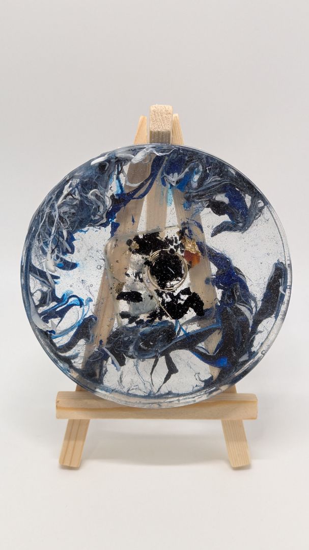 Handmade L. Williams Blue/White Large Resin Coaster