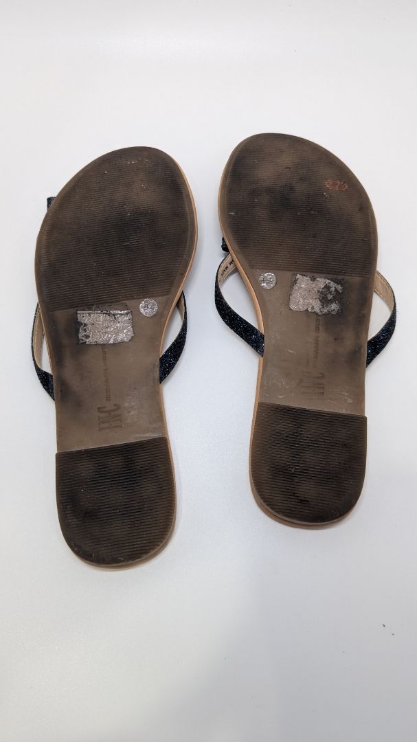 INC Navy Mabae Open-Toe Casual Rhinestone Slide Sandals