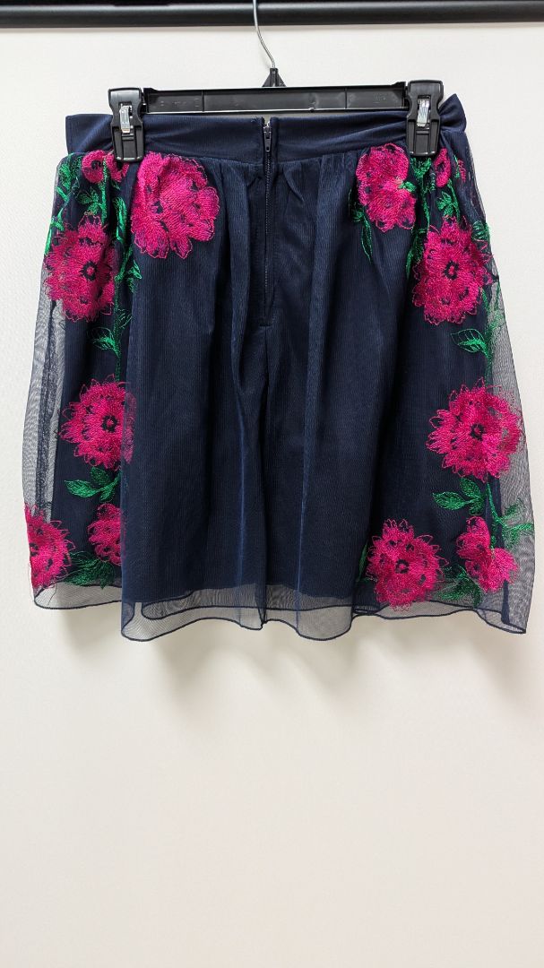 speechless Navy/Pink Embroidered Mesh Flared Skirt