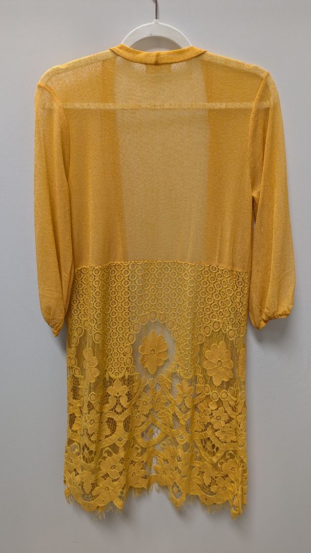 EMBER Light Orange Lace-Hem Longline Cardigan