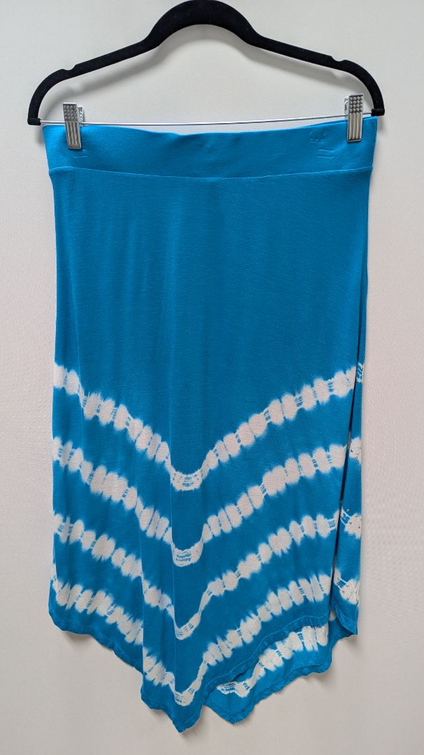 INC Ocean Blue/White Tie-Dye Embellished V-Cut Maxi Skirt