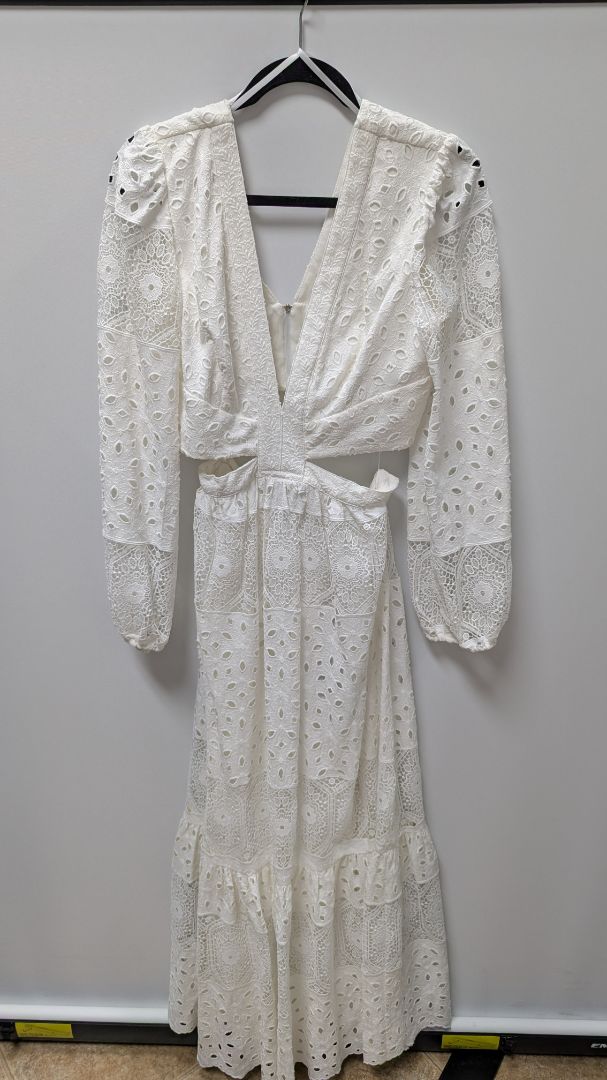 Gianni Bini White Raelynn Embroidered Maxi Dress