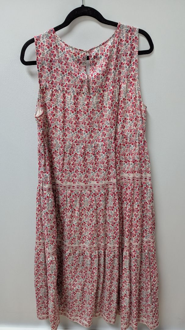 Max Studio Red Floral Peasant Maxi Dress