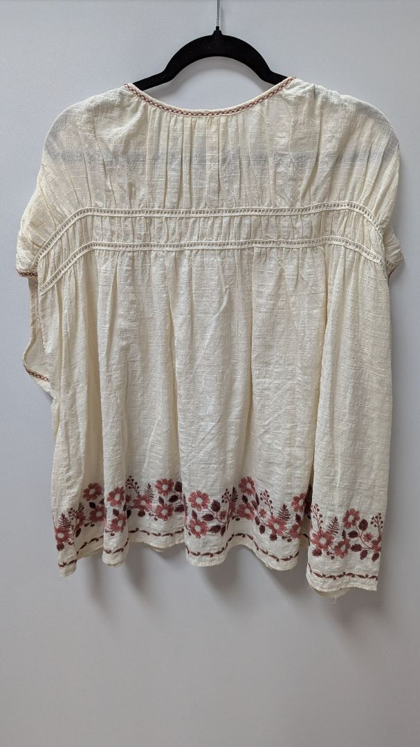 Max Studio London Cream Half-Button-Down Peasant Blouse