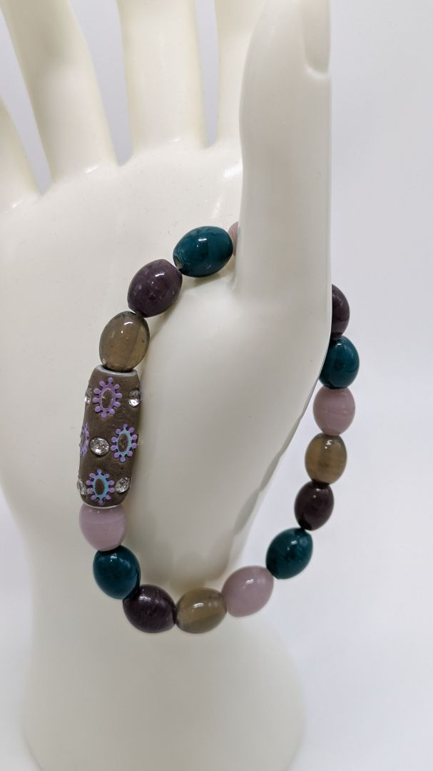 Brown/Blue Bohemian Beaded Elastic Bracelet
